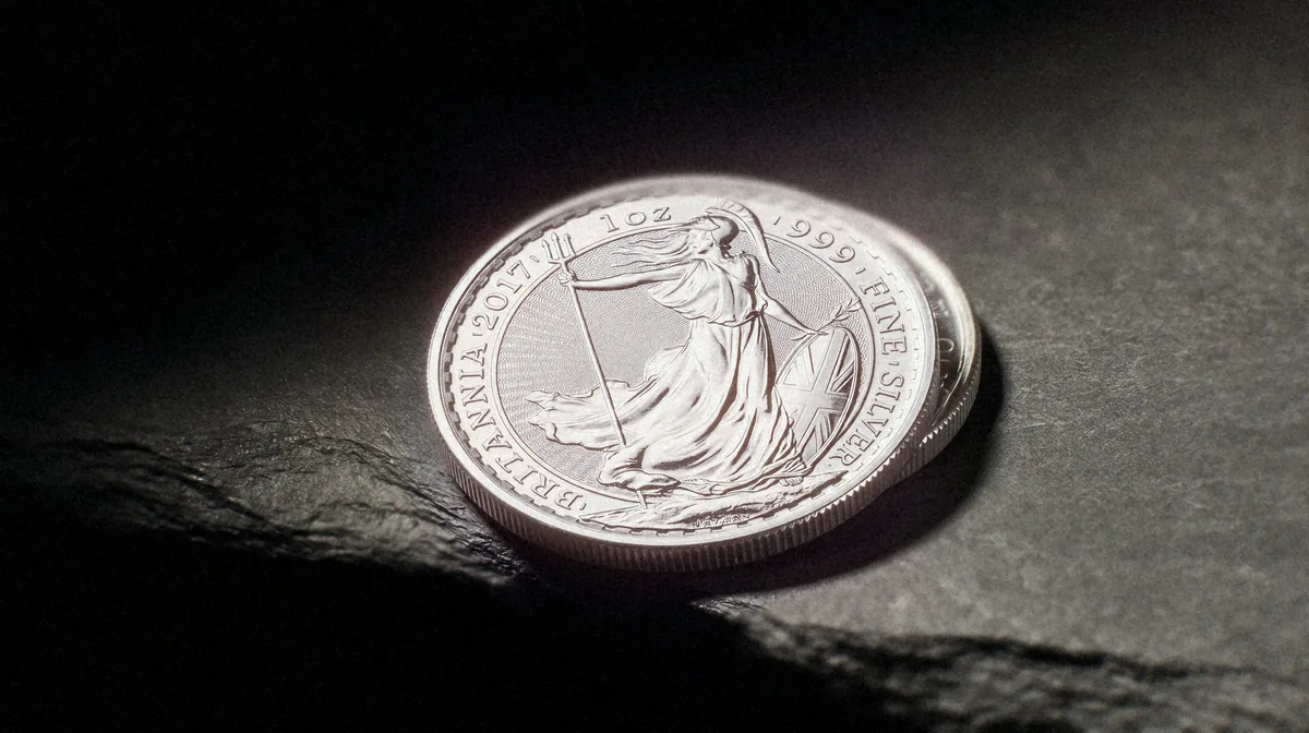 Silver Britannia on slate